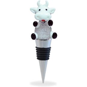 Cheers Cow Glass Wine Stopper – Cute Vacuum Seal Reusable Farm Animal Wine Bottle Stopper – Airtight Leak Proof Bottle Topper Cork Plug, Cute Home Decor & Bar Tool Accessory Gift