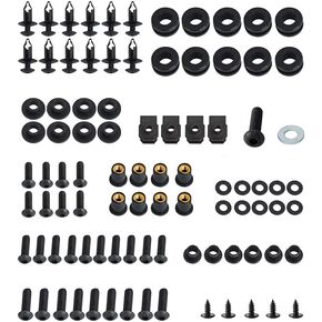Motorcycle Fairing Bolt Kit Possbay Complete Fairing Bolts Screws Kits Fit for Suzuki GSXR1000 2007-2008 Mounting Kits Washers/Nuts/Fastenings/Clips/Grommets (Black)