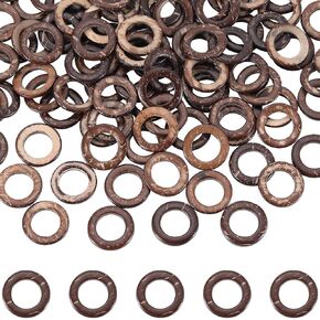 SUNNYCLUE 1 Box 200Pcs Small Wooden Rings Wood Craft Ring Bulk Unfinished Smooth Solid Lightness Brown Natural Coconut Round Linking Connector Loop Circle for Jewelry Making Earring Necklace DIY Craft