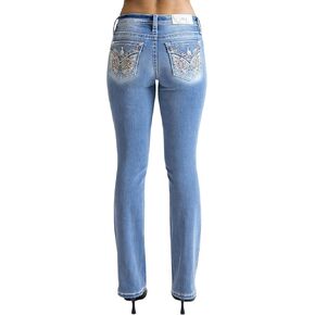 Miss Me Women's Fern Wings Faux Flap Pockets Mid-Rise Bootcut Jeans