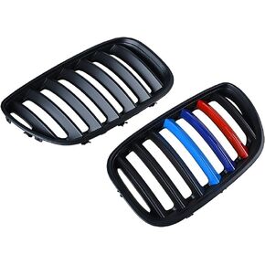Left+Right Side Glossy Black M-Color Front Kidney Grilles Compatible with 2004 2005 2006 BMW E53 X5 4 Door SUV Sport Utility 3.0i 4.4i 4.8is LCI Facelift LM-A14-075-LEM-1-4PX