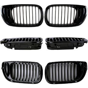 Front Kidney Grill Grilles Compatible with BMW E46 3 Series 4-Door 320i 325xi 325xi 330i 330i 330xi Car Front Hood Kidney Grill Grilles - Glossy Black