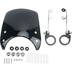 Motorcycle Wind Deflector,Motorcycle Windshield Headlight Fairing 180° Adjustable Universal for 1.5-1.6in Front Fork(Black)