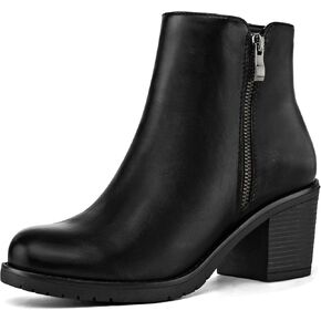 mysoft Women's Ankle Boots Low Chunky Stacked Heel Booties With Side Zipper