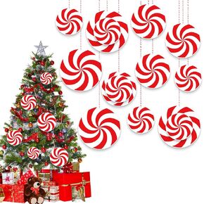 21 Pcs Peppermint Candy Cutouts Christmas Candy Cardboard Decoration with Glue Point Dots for Winter Bulletin Board School Classroom Christmas Party Home Decor Supplies