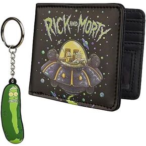 Rick and Morty Card Wallet and Keyring Set for Men Teenagers - Card Slots ID Pocket Groot Mens Wallet - Gifts for Men