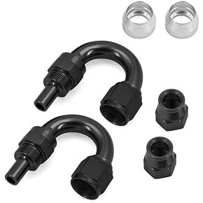 6AN PTFE Hose End Fitting Reusable Swivel 180 Degree Black For PTFE Hose Only 2PCS