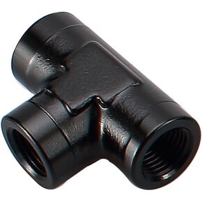 Aluminum 3 Ways 1/2" NPT Female Thread Tee Converter Tube Hose Fitting Adapters, Black