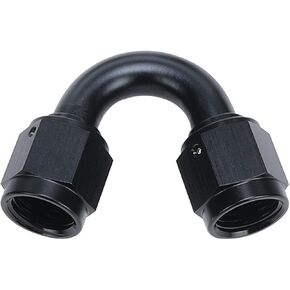 Aluminum Swivel Coupling Fuel Fittings 150 Degree -8 AN Female to 8AN Female Flare Coupler Hose Union Adapter, 3/4 x 16 AN8 Thread Pipe Connector, Black