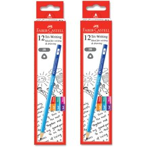 Faber-Castell Tri-Writing Colorful 2B Pencil (Box of 12) Twin Pack (Total 24 Pencils)