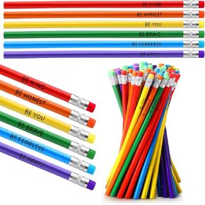 Spakon 96 Pieces Graduation Gifts for Kids Rainbow Colored Pencil Motivational Sayings Rainbow Pencils for Kids Primary Kindergarten Gifts for Students Classroom Reward