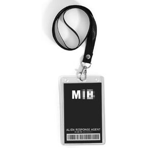 Agent Costume Accessories, Black ID Badge Props, Men in Cosplay Costume Name Tag with Lanyard, Spy Decorations Secret Agent ID Card Holder for Halloween Party Supplies