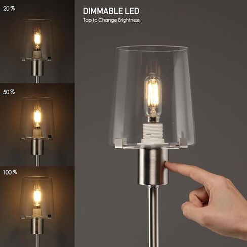 O'Bright Elegante - مصباح أرضي LED قابل للتعتيم مع غطاء زجاجي شفاف، إضاءة يمكن التحكم فيها باللمس، 66.5 بوصة، مثالي لتناول الطعام وغرفة المعيشة وغرفة النوم، نحاس عتيق in Kuwait