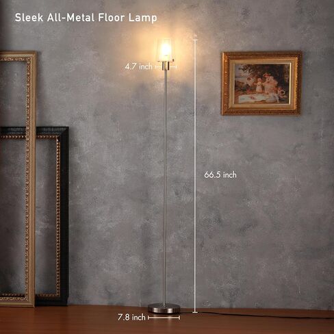 O'Bright Elegante - مصباح أرضي LED قابل للتعتيم مع غطاء زجاجي شفاف، إضاءة يمكن التحكم فيها باللمس، 66.5 بوصة، مثالي لتناول الطعام وغرفة المعيشة وغرفة النوم، نحاس عتيق in Kuwait