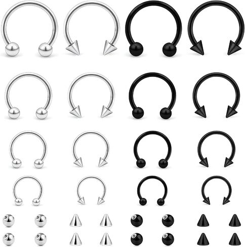 Lcolyoli 20G 16G 14G Variety of Sizes Horseshoe Rings Surgical Steel Nose Septum Rings Hoop Eyebrow Smiley Lip Rings Tragus Earring Daith Helix Piercing Jewelry for Women Men 6-12mm in Kuwait