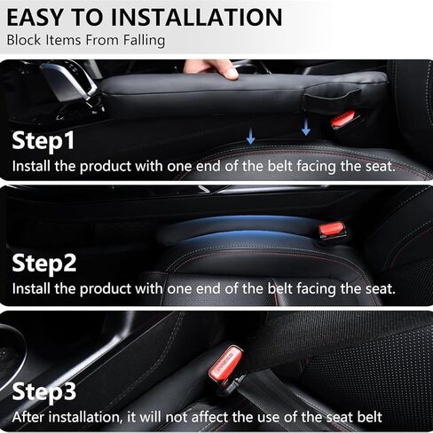 The All Box Leather Car Seat Gap Filler, 2 Pack, Black, Universal for Car Truck SUV in Saudi Arabia