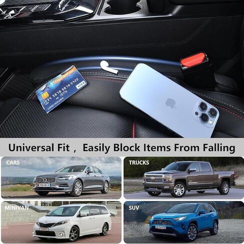 The All Box Leather Car Seat Gap Filler, 2 Pack, Black, Universal for Car Truck SUV in Saudi Arabia