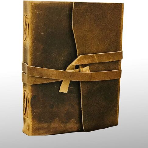 Leather Journal Writing Notebook - Antique Handmade Leather Bound Daily Notepad for Men and Women Lined Paper Large 8 x 6 Inches, in Saudi Arabia