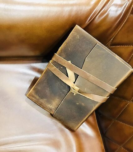 Leather Journal Writing Notebook - Antique Handmade Leather Bound Daily Notepad for Men and Women Lined Paper Large 8 x 6 Inches, in Saudi Arabia