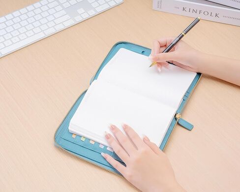 B6 Zipper Leather Planner Cover for Stalogy, Midori, Leuchtturm1917 and More - with Pen Loop, Card Slots and Back Pocket (Black) in Kuwait