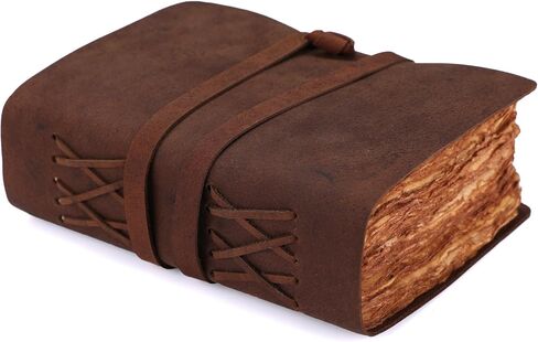Fausta Leather Bound Vintage Journal for Writing, 240 Pages 7 x 5 inches, Deckle Edge Cotton Paper Notebook for Men and Women 150 GSM Handmade Antique Drawing/Sketchbook for Calligraphy, Mocha Brown in Saudi Arabia