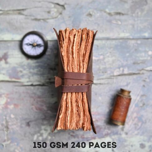 Fausta Leather Bound Vintage Journal for Writing, 240 Pages 7 x 5 inches, Deckle Edge Cotton Paper Notebook for Men and Women 150 GSM Handmade Antique Drawing/Sketchbook for Calligraphy, Mocha Brown in Saudi Arabia