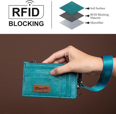 Montana West X Wrangler Wallet Card Holder RFID Credit Card Holder for Women Small Card Wallet Keychain Wallet with Wristlet Strap in Saudi Arabia