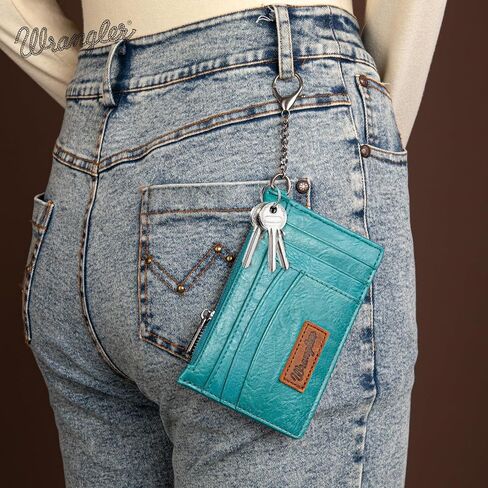 Montana West X Wrangler Wallet Card Holder RFID Credit Card Holder for Women Small Card Wallet Keychain Wallet with Wristlet Strap in Saudi Arabia