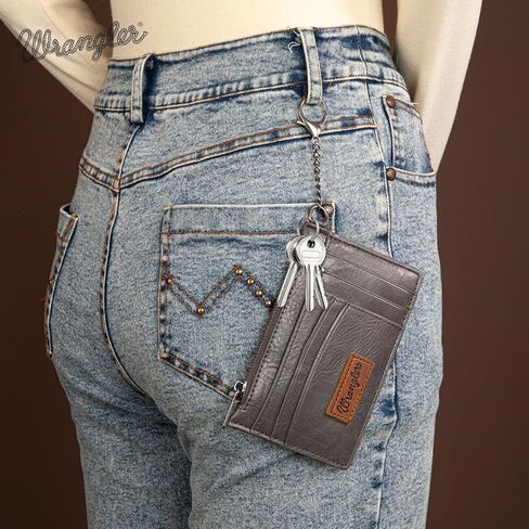 Montana West X Wrangler Wallet Card Holder RFID Credit Card Holder for Women Small Card Wallet Keychain Wallet with Wristlet Strap in Saudi Arabia