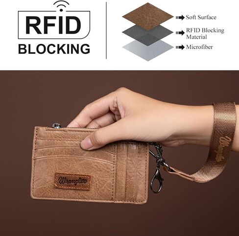 Montana West X Wrangler Wallet Card Holder RFID Credit Card Holder for Women Small Card Wallet Keychain Wallet with Wristlet Strap in Saudi Arabia