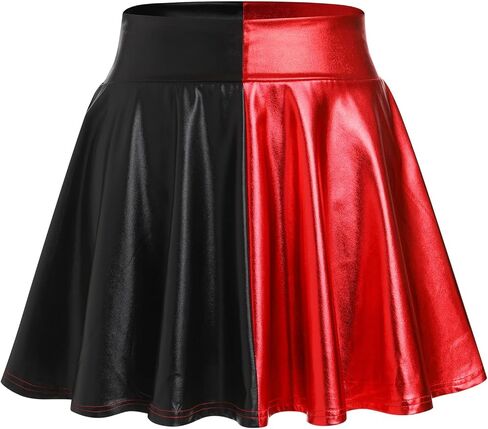 ABAFIP Women's Shiny Pleated Mini Skirt High Waisted Flared A-Line Short Rave Skater Skirts in Kuwait