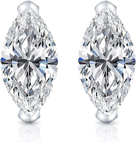 3/5 to 1 2/5 Carat Lab Grown Diamond Marquise Cut Stud Earrings in 14k White or Yellow Gold (VS-SI, cttw) V Prong Screw Back by Diamond Wish in Kuwait