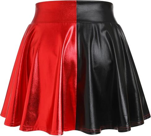 ABAFIP Women's Shiny Pleated Mini Skirt High Waisted Flared A-Line Short Rave Skater Skirts in Kuwait