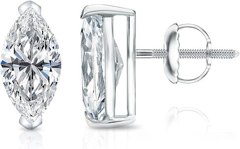 3/5 to 1 2/5 Carat Lab Grown Diamond Marquise Cut Stud Earrings in 14k White or Yellow Gold (VS-SI, cttw) V Prong Screw Back by Diamond Wish in Kuwait