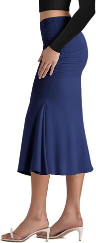 Pasgreson Women's Fishtail Midi Skirts High Waist Mermaid Bodycon Skirts Stretch Work Business Pencil Skirt in Saudi Arabia