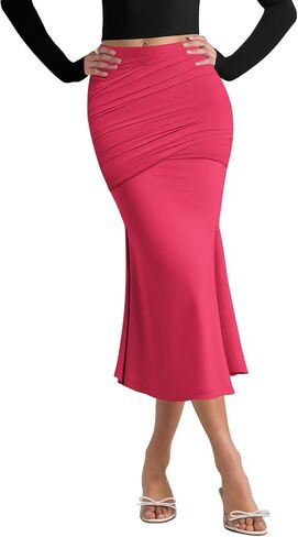 Pasgreson Women's Fishtail Midi Skirts High Waist Mermaid Bodycon Skirts Stretch Work Business Pencil Skirt in Saudi Arabia
