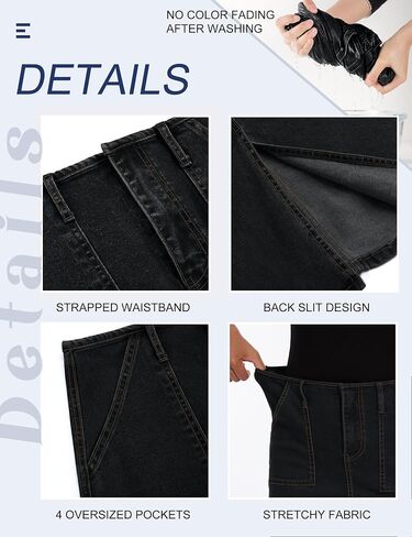 Denim Skirt Women High Waisted Long Jean Skirt Back Split Stretchy Denim Skirt with Pockets in Saudi Arabia