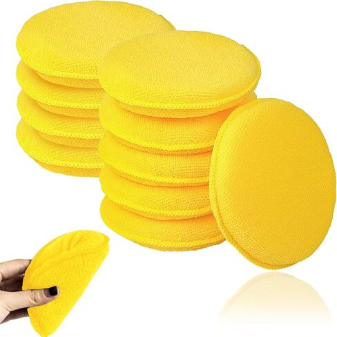12 Pcs Microfiber Wax Applicator Pads 5 Inches Car Wax Applicator Bulk Soft Car Detailing for Car Buffing Cleaning Wax Wash(Yellow) in Saudi Arabia