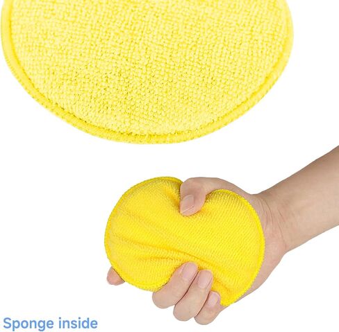 12 Pcs Microfiber Wax Applicator Pads 5 Inches Car Wax Applicator Bulk Soft Car Detailing for Car Buffing Cleaning Wax Wash(Yellow) in Saudi Arabia