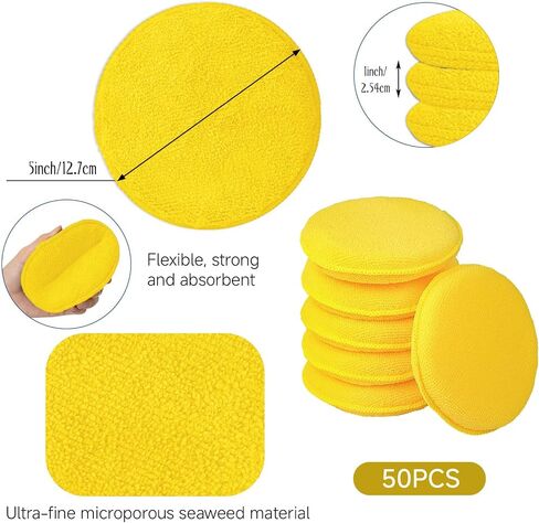 12 Pcs Microfiber Wax Applicator Pads 5 Inches Car Wax Applicator Bulk Soft Car Detailing for Car Buffing Cleaning Wax Wash(Yellow) in Saudi Arabia