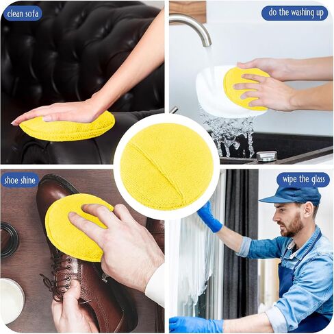 12 Pcs Microfiber Wax Applicator Pads 5 Inches Car Wax Applicator Bulk Soft Car Detailing for Car Buffing Cleaning Wax Wash(Yellow) in Saudi Arabia