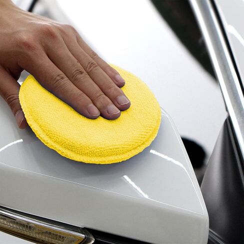 12 Pcs Microfiber Wax Applicator Pads 5 Inches Car Wax Applicator Bulk Soft Car Detailing for Car Buffing Cleaning Wax Wash(Yellow) in Saudi Arabia