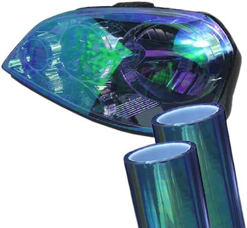 Chameleon High Gloss Vinyl Headlight Foglight Wrap Wet Tint Adhesive 12" x 24" 2-Roll Pack (Sapphire Blue) in Saudi Arabia