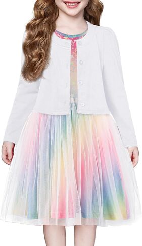Arshiner Toddler Tutu Dress and Knit Cardigan Girls Fall Party Tulle Dresses and Long Sleeve Shrug Set in Saudi Arabia