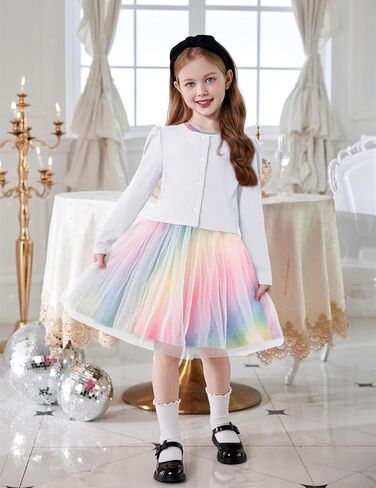 Arshiner Toddler Tutu Dress and Knit Cardigan Girls Fall Party Tulle Dresses and Long Sleeve Shrug Set in Saudi Arabia