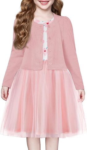 Arshiner Toddler Tutu Dress and Knit Cardigan Girls Fall Party Tulle Dresses and Long Sleeve Shrug Set in Saudi Arabia