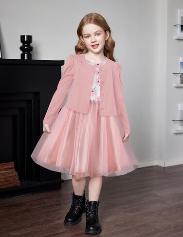 Arshiner Toddler Tutu Dress and Knit Cardigan Girls Fall Party Tulle Dresses and Long Sleeve Shrug Set in Saudi Arabia