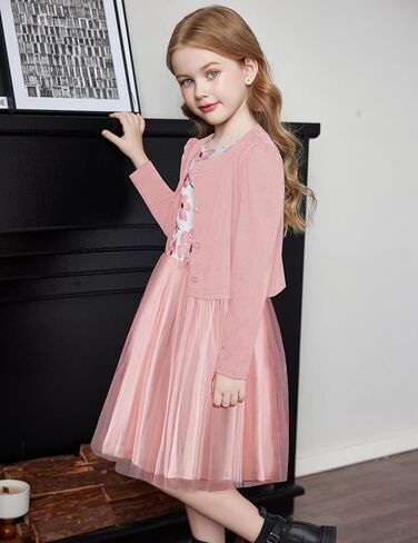 Arshiner Toddler Tutu Dress and Knit Cardigan Girls Fall Party Tulle Dresses and Long Sleeve Shrug Set in Saudi Arabia