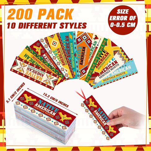 مجموعة Tinlade 200 قطعة من الإشارات المرجعية للتراث الأمريكي الأصلي مع شريط، علامات مرجعية للتراث الأمريكي الأصلي مع شريط، ديكورات الإشارات المرجعية الهندية الأمريكية الأصلية لطلاب مدرسي المدارس وهدايا محبي الكتب in Kuwait