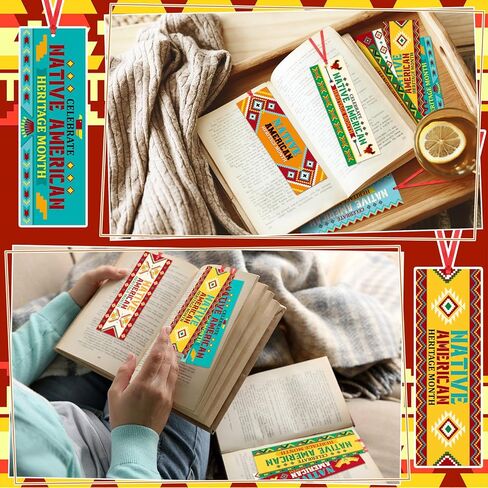 مجموعة Tinlade 200 قطعة من الإشارات المرجعية للتراث الأمريكي الأصلي مع شريط، علامات مرجعية للتراث الأمريكي الأصلي مع شريط، ديكورات الإشارات المرجعية الهندية الأمريكية الأصلية لطلاب مدرسي المدارس وهدايا محبي الكتب in Kuwait